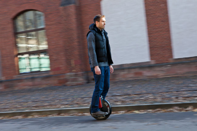 Riders try out Uniwheel, a British-made electric unicycle